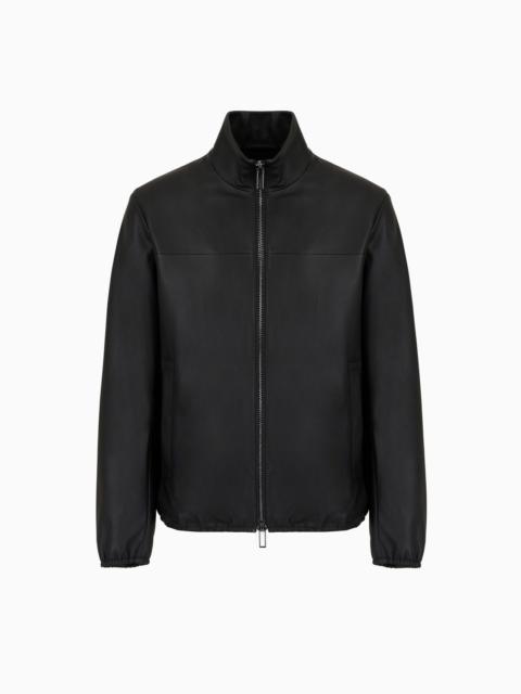 Semi-aniline nappa lambskin blouson with full-length zip