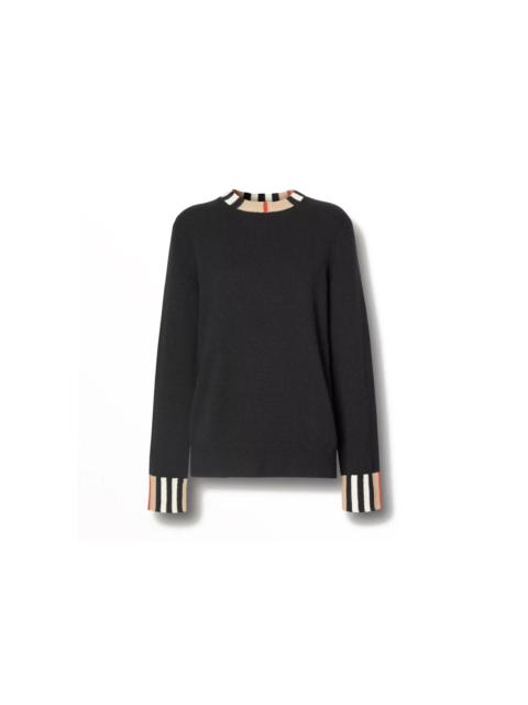 Burberry Icon Stripe Trim Cashmere Sweater Black