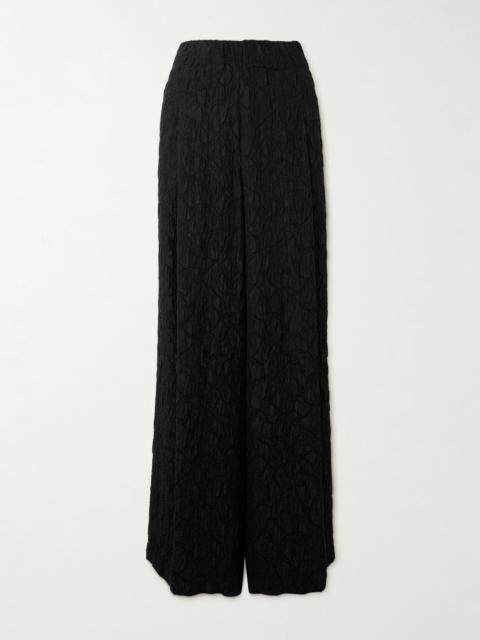 Textured Woven Wide-leg Pants
