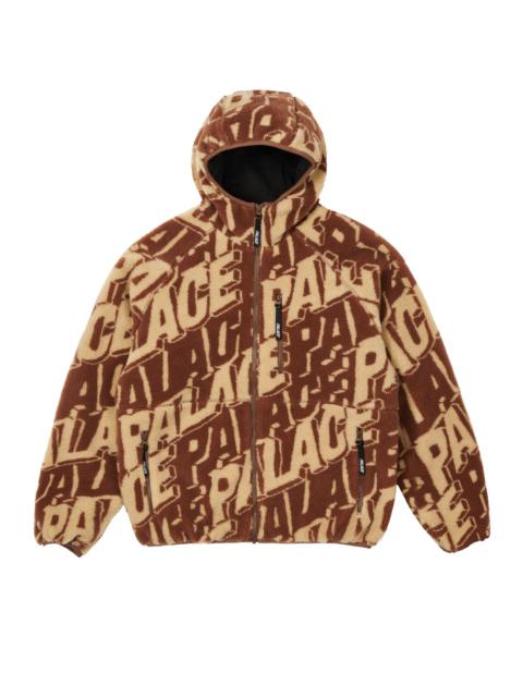 JACQUARD FLEECE HOODED JACKET TAN / BROWN