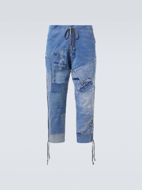 Patchwork straight jeans