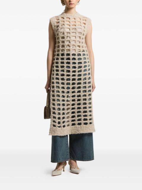 grid-pattern sleeveless top