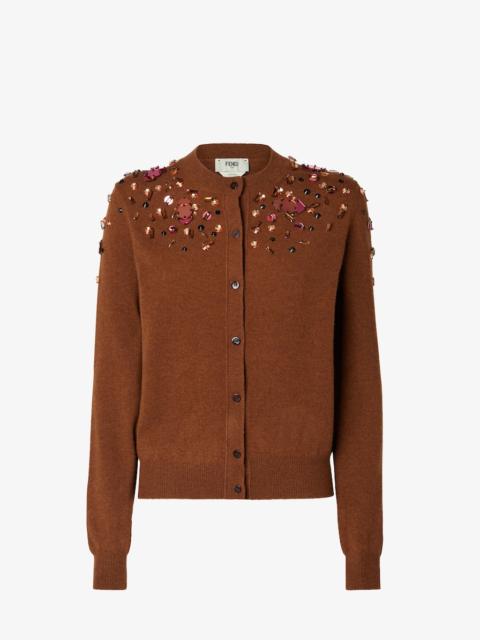 Cardigan Rust FF cashmere and wool cardigan