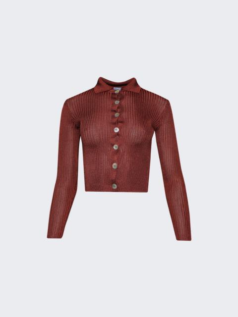 Ribbed Long Sleeve Cardigan Clay