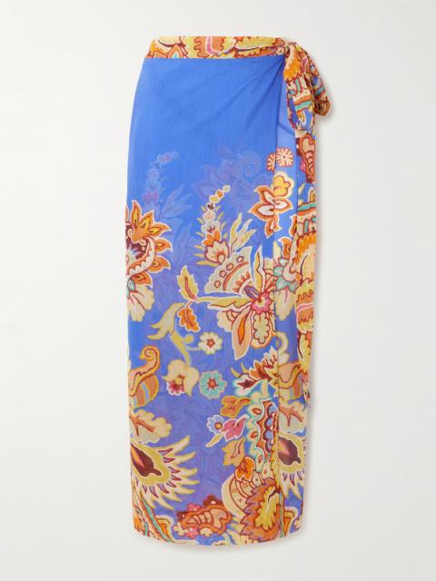 Printed Cotton And Silk-blend Voile Pareo