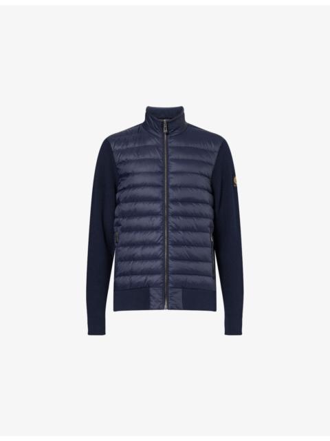 Shell-Down High-Neck Cotton Cardigan