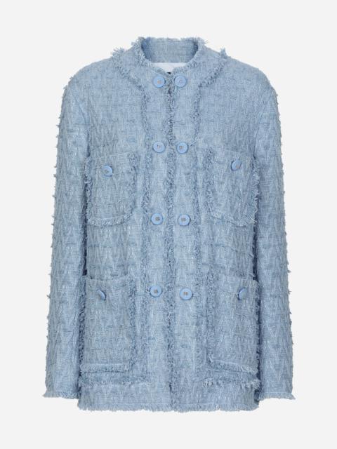 Single-breasted cotton rush-stitch jacket