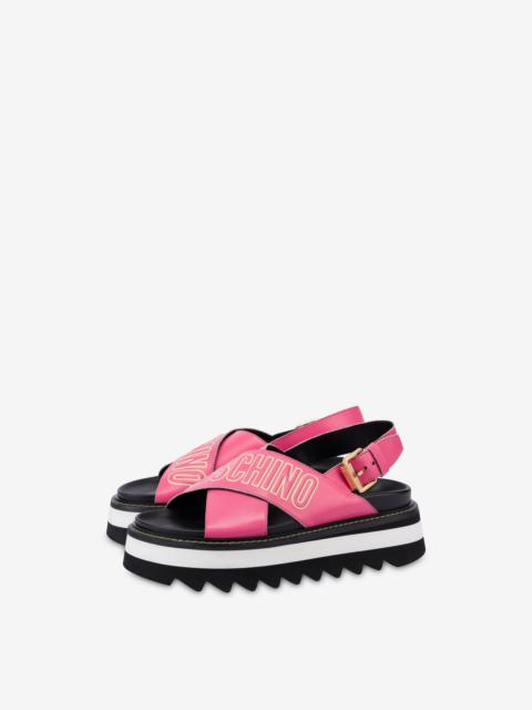 EMBOSSED LOGO PLATFORM SANDALS