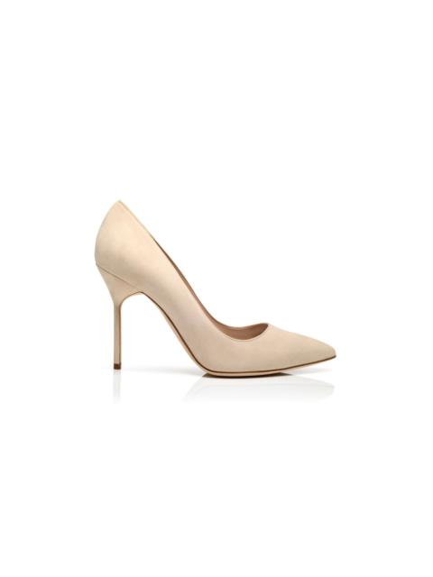 Beige Suede Pointed Toe Pumps