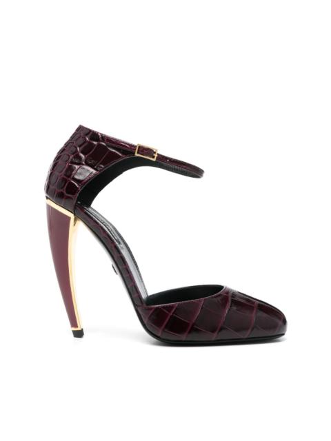 125mm embossed-leather pumps