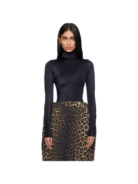 Black High Neck Body Zip Cover Top