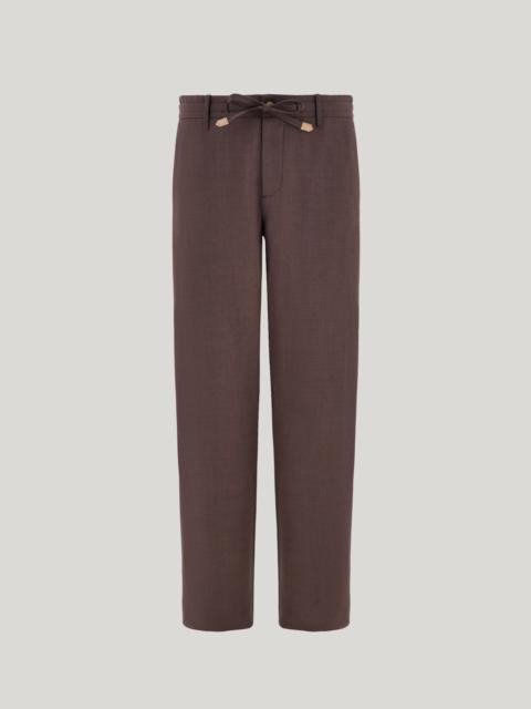 DARK BROWN WASHABLE IMPECCABILE WOOL REGULAR FIT PANTS