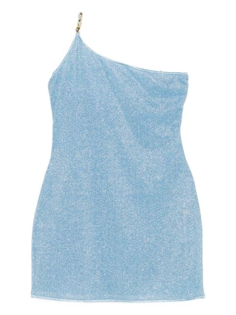 chain-embellished one-shoulder dress