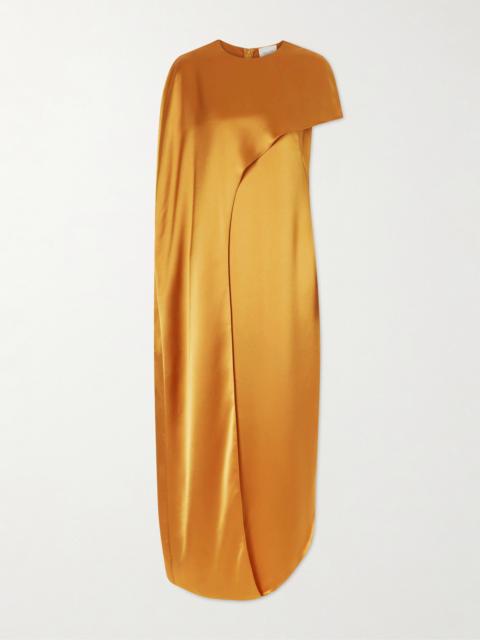 Clandestine Cape-effect Asymmetric Satin Gown