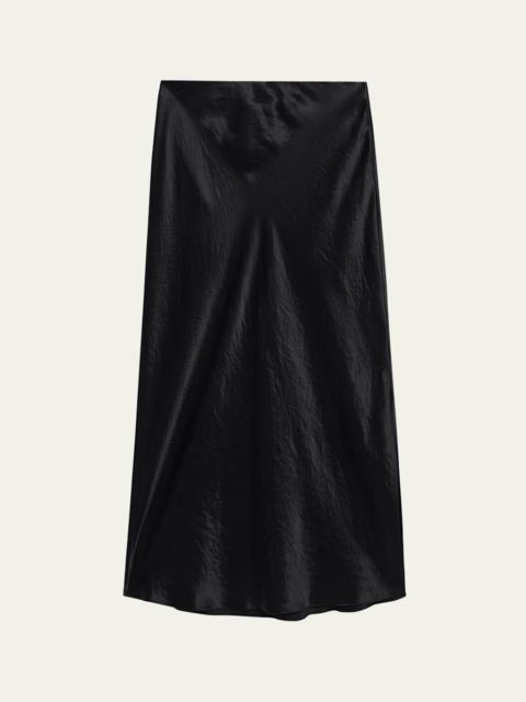 Side-Slit Satin Slip Skirt