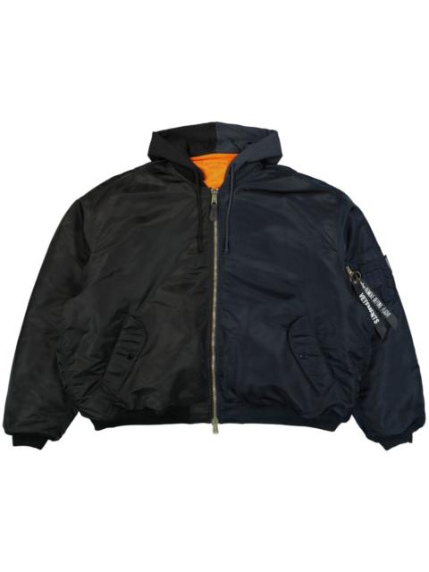 two-tone zip-up hoodie