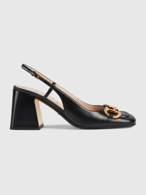 Women's mid-heel slingback with Horsebit