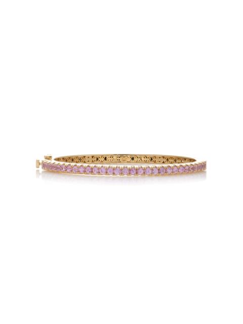 Large 14K Yellow Gold Diamond, Sapphire Bangle multi