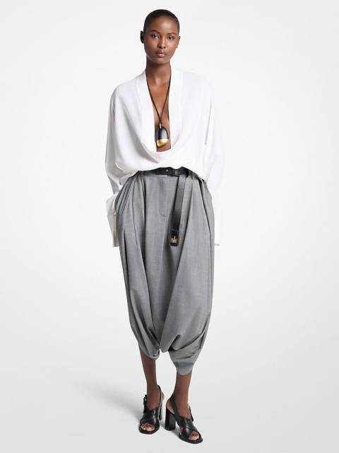 Silk Georgette Cowl-Neck Blouse