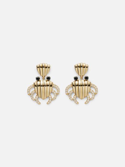 Crabe Coquillage 9kt gold earrings with diamonds
