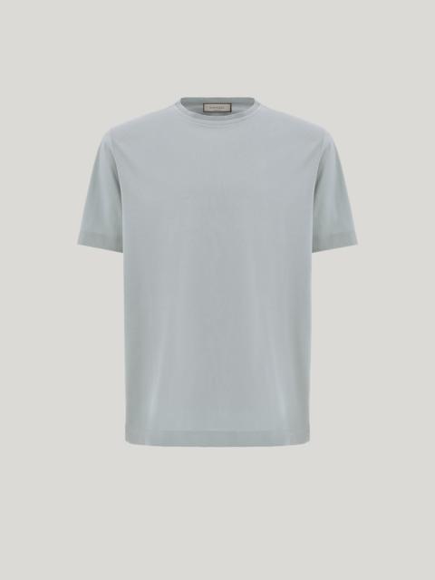BRIANZA GREEN LISLE COTTON T-SHIRT WITH DOUBLE COLLAR