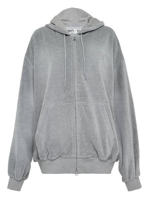 velour boxy zip hoodie