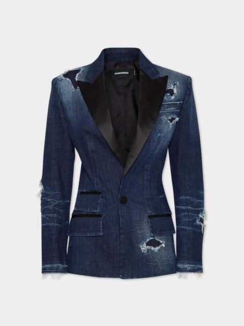 DARK RIPPED WASH DARK RIPPED TUXEDO BLAZER