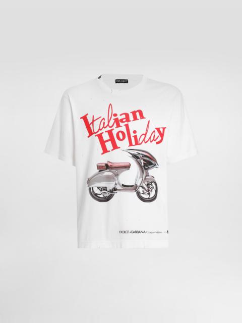 Cotton T-shirt with Vespa print
