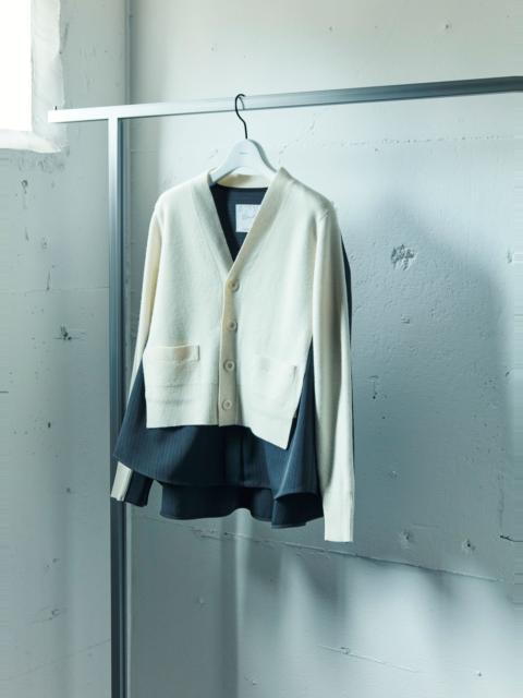 Stripe Doeskin x Wool Knit Cardigan
