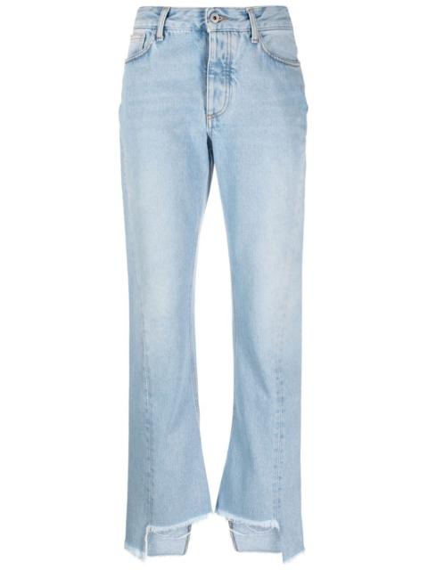 frayed-edge straight-leg jeans