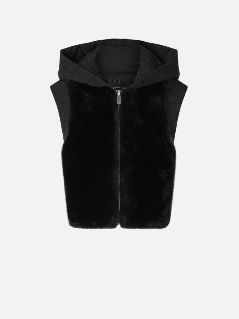 PADDED FAUX FUR GILET WITH HOOD