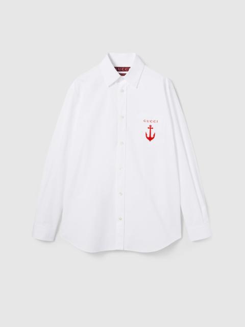 Cotton poplin shirt with embroidery