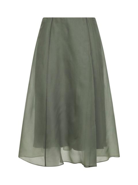 Olive green Crispy silk Circle skirt