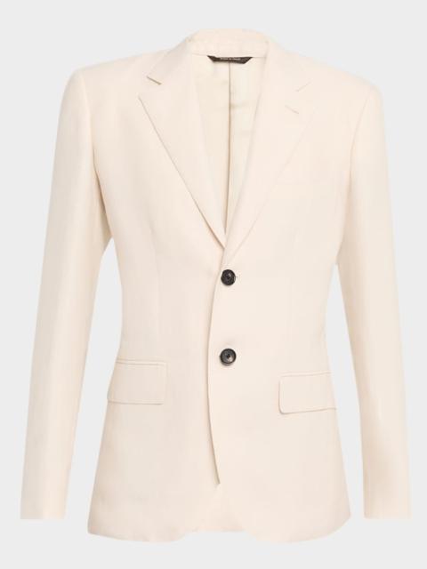 Torino Antigua Linen-Silk Single-Breasted Jacket
