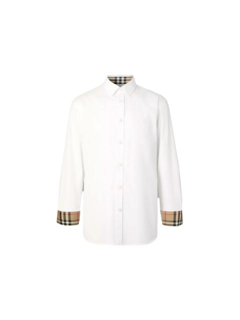 Burberry Slim Fit Monogram Motif Stretch Cotton Poplin Shirt White