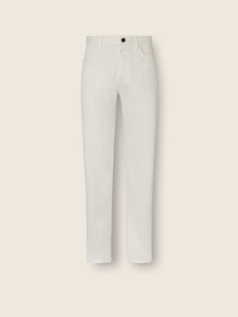 WHITE STRETCH COTTON AND LINEN ROCCIA PANTS