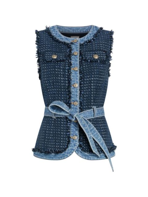 Joans frayed belted vest