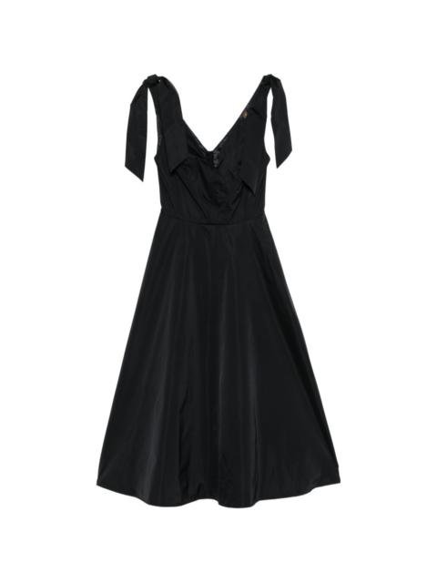 tie-shoulder V-neck midi dress