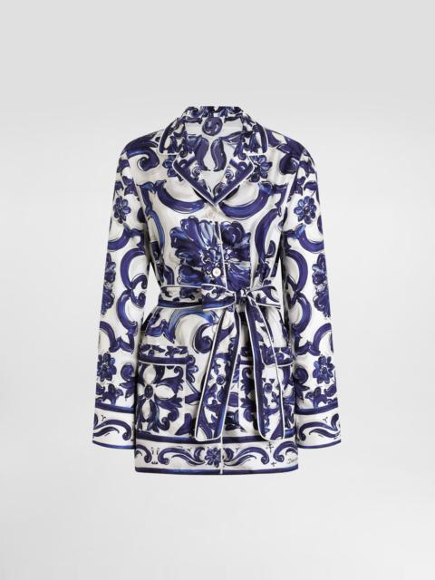 Majolica-print silk vanity shirt