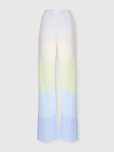 Straight trousers in gradient chevron viscose