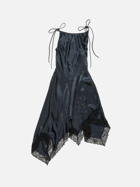 Satin lace dress - Petrol blue