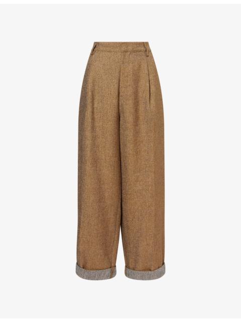 Danielle Wide-Leg Linen and Cashmere-Blend Trousers