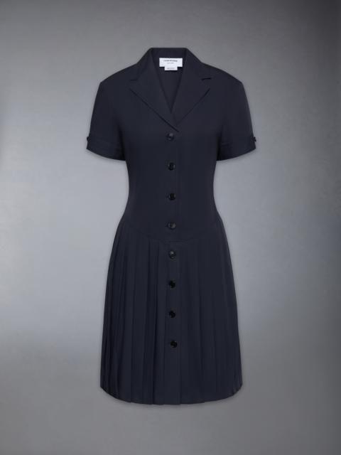 LAPEL COLLAR PLEATED DRESS