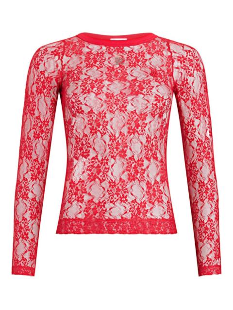 floral-pattern lace tank top