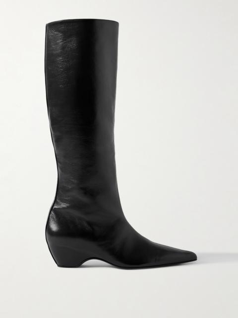 Sybil Glossed-leather Knee Boots