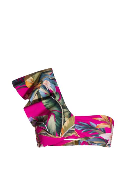 ruffled floral-print bikini top