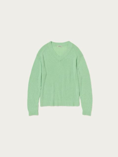 Summer Cashmere Knit V-Neck P/O - Light Green