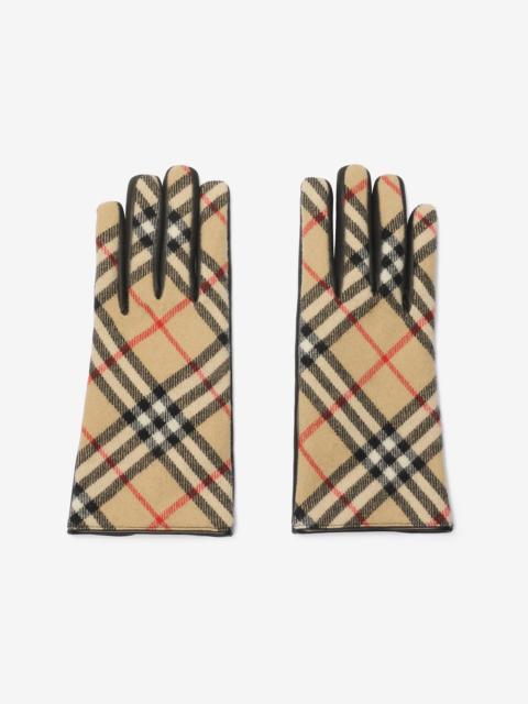 Check Wool Cashmere Gloves