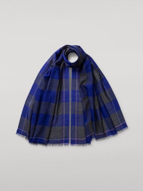 Carnbee Large Gingham Navy Cashmere Scarf