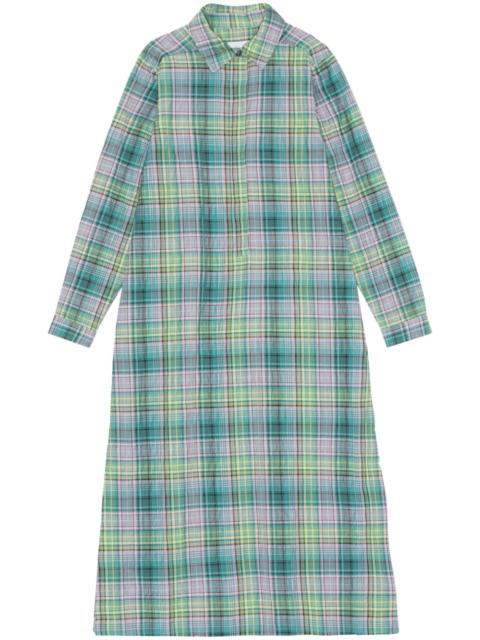 check-pattern seersucker shirt dress